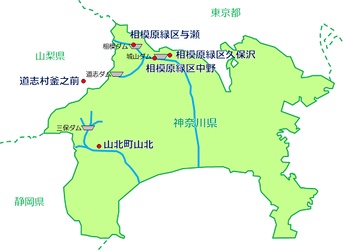 画像:各ダムの近傍観測地点